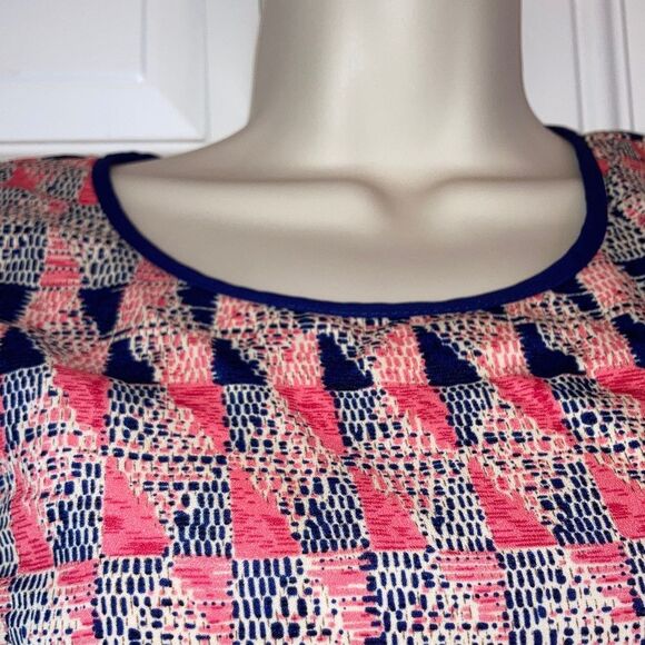 YA LOS ANGELES Pink and Blue Midi Over the Knee Dress Blue Hem Sleeveless Medium - Picture 7 of 14